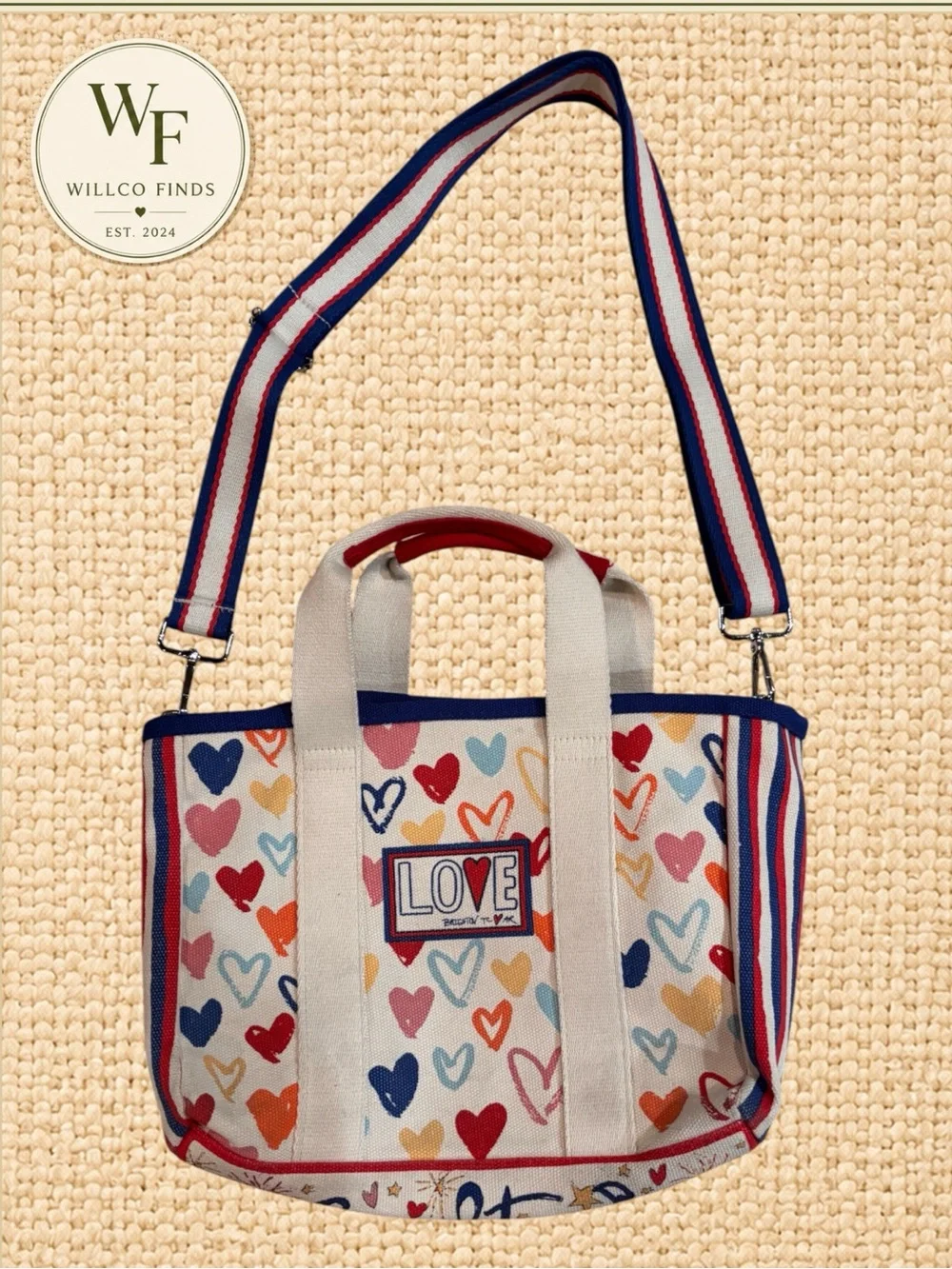 Brighton Red White & You Love Hearts Mini Tote Crossbody Bag